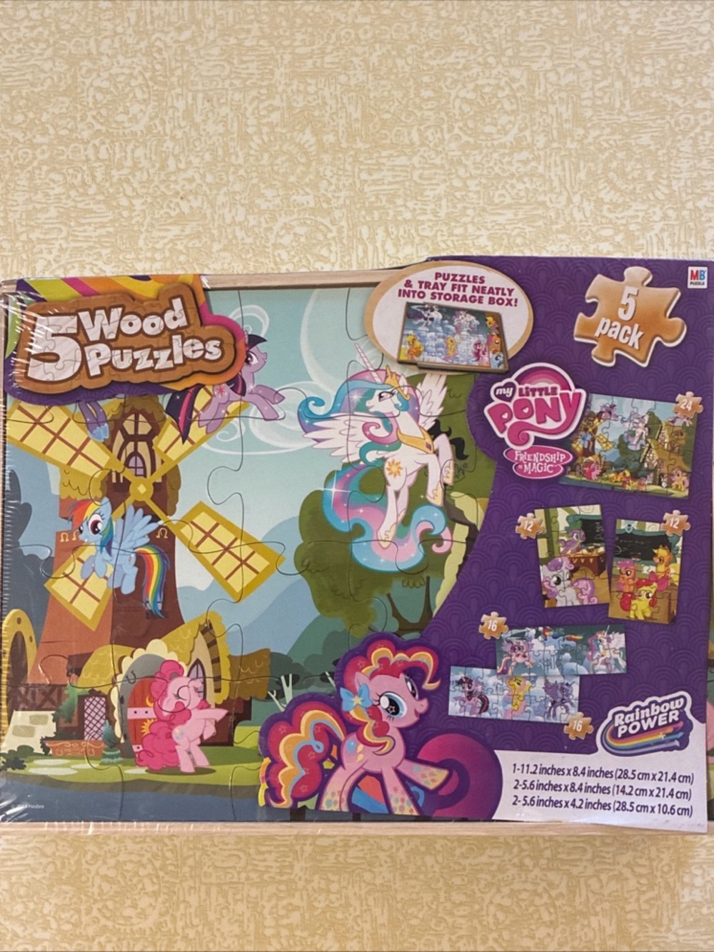 My Little Pony Rainbow Power 5-Pack Wood Puzzles - Pink, Purple, Blue